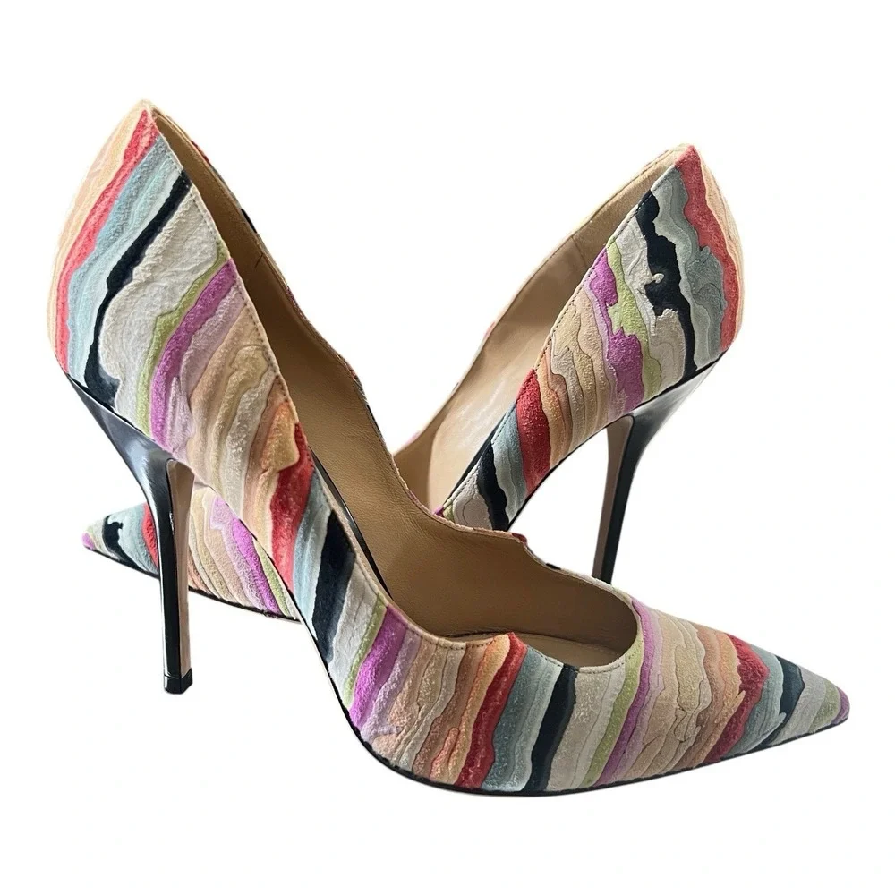 Paul Andrew Zenadia Stiletto Multicolor Suede Designer Heels Womens 10